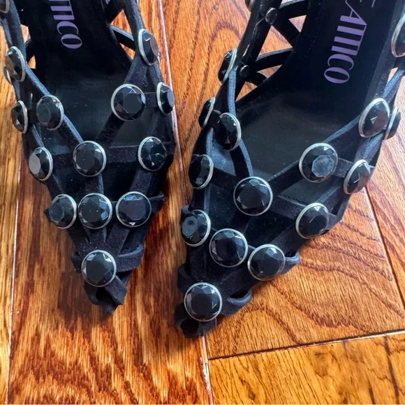 The Attico Embellished Black Suede Slingback Pumps - Picture 5 of 6